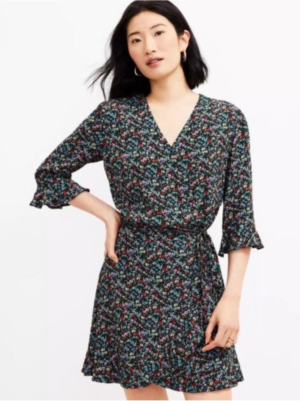 LOFT Multicolored Ditsy Floral Ruffle Skort Dress Womens Size XS - NWOT